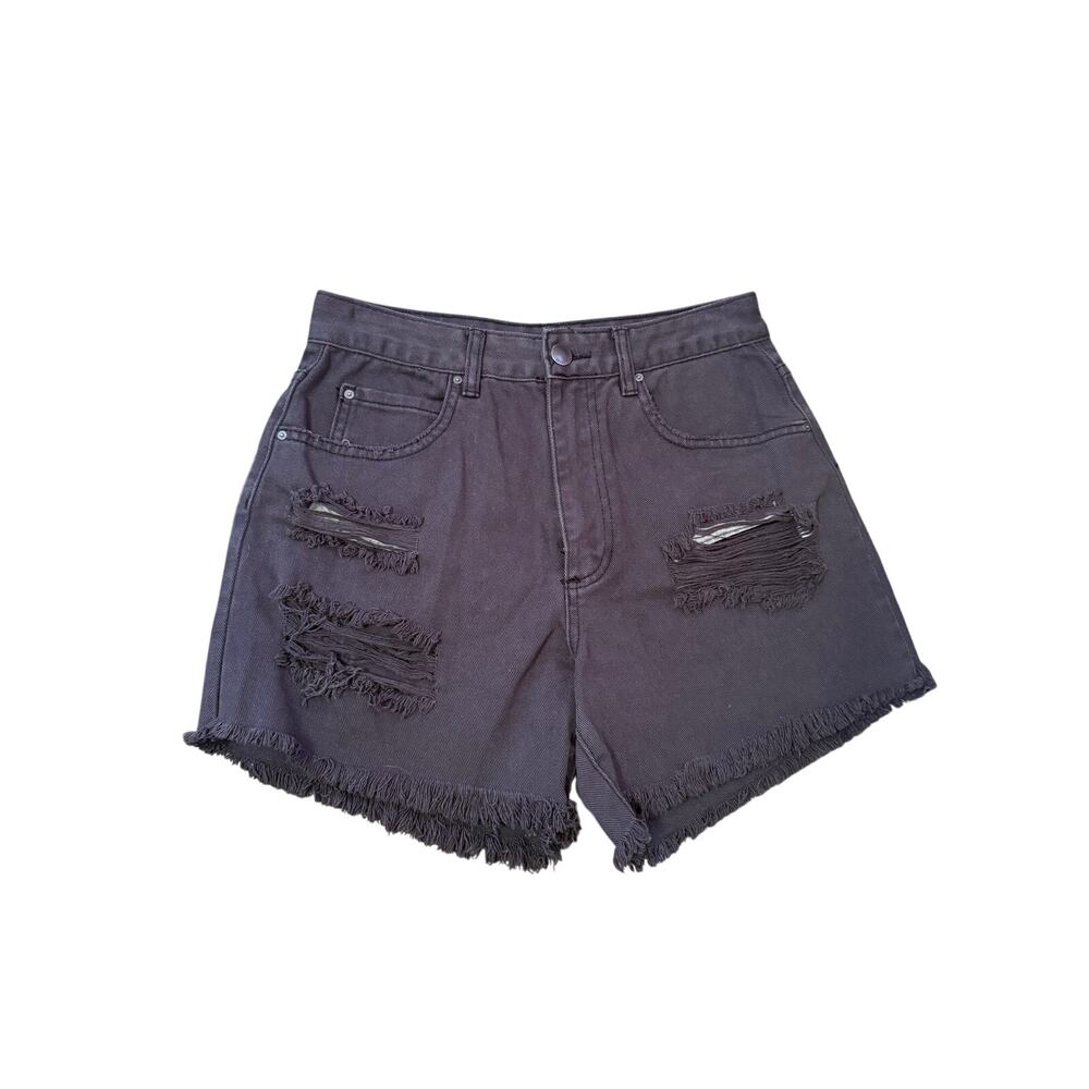 Billabong Distressed Denim Shorts Black High Rise Sz W27 - Picture 6 of 8